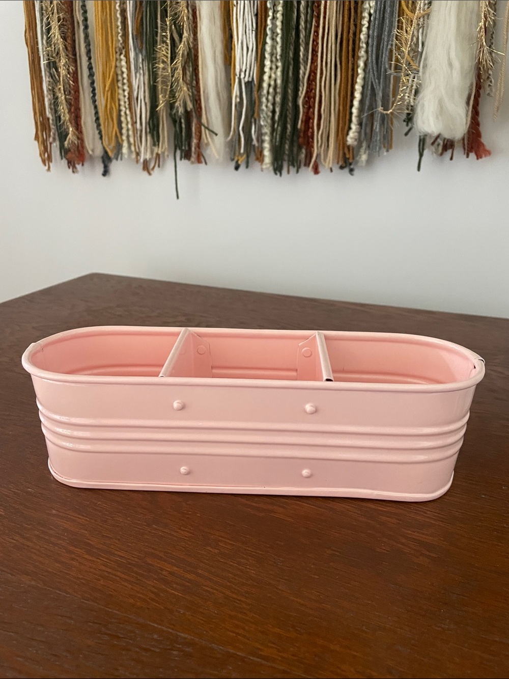 Pink Metal Organizer Caddy - Three Compartments